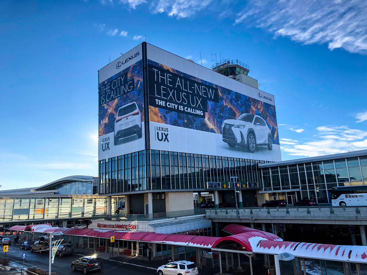 Edmonton International Airport - Lexus Canada - Pattison Outdoor Mesh Building Hoarding