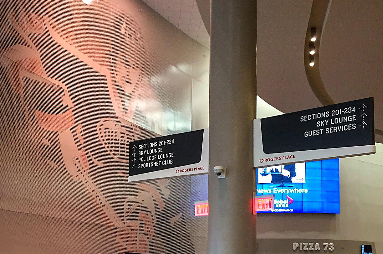 Rogers Place Wayne Gretzky Hockey Mural and Wayfinding Signage