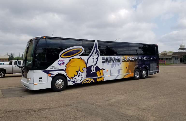 AJHL Spruce Grove Saints - Silent Rides Charter Tour Bus Graphics Wrap